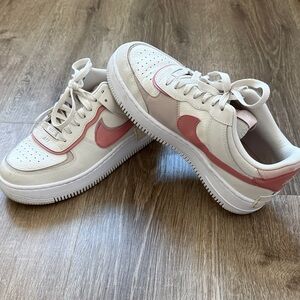 Nike Air Force One White and Pink Sneakers